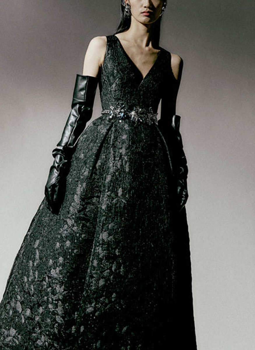 Omaya Cloque Midi Dress