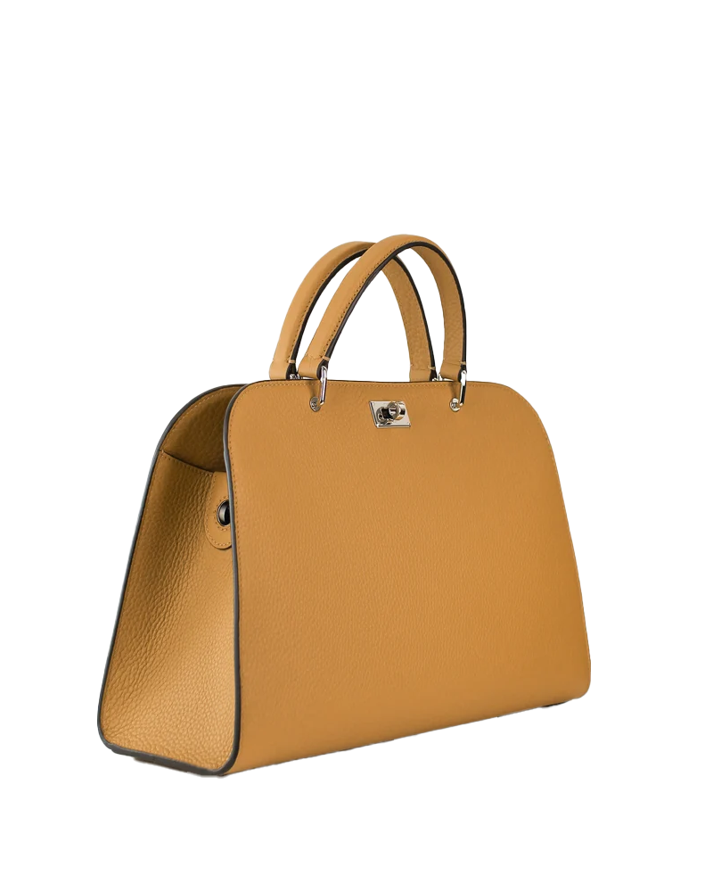 Opera Pm Leather Top Handle Bag in Biscotto - Michino Paris