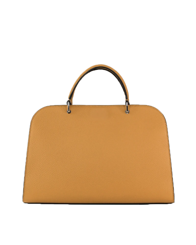 Opera Pm Leather Top Handle Bag in Biscotto - Michino Paris