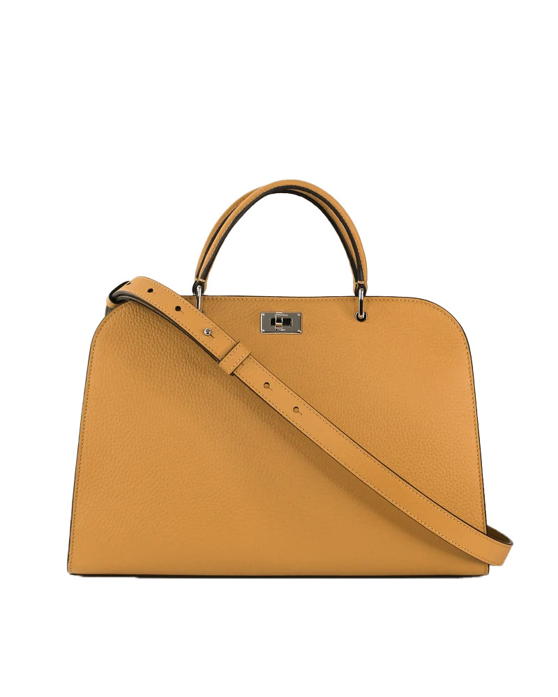 Opera Pm Leather Top Handle Bag in Biscotto - Michino Paris