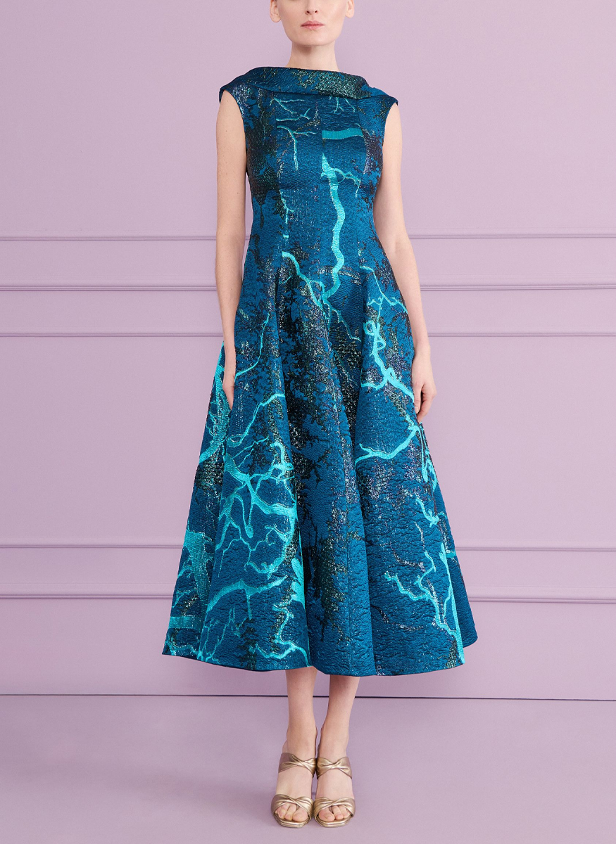 Midi Cocktail Dress in Lightning Jacquard - Talbot Runhof