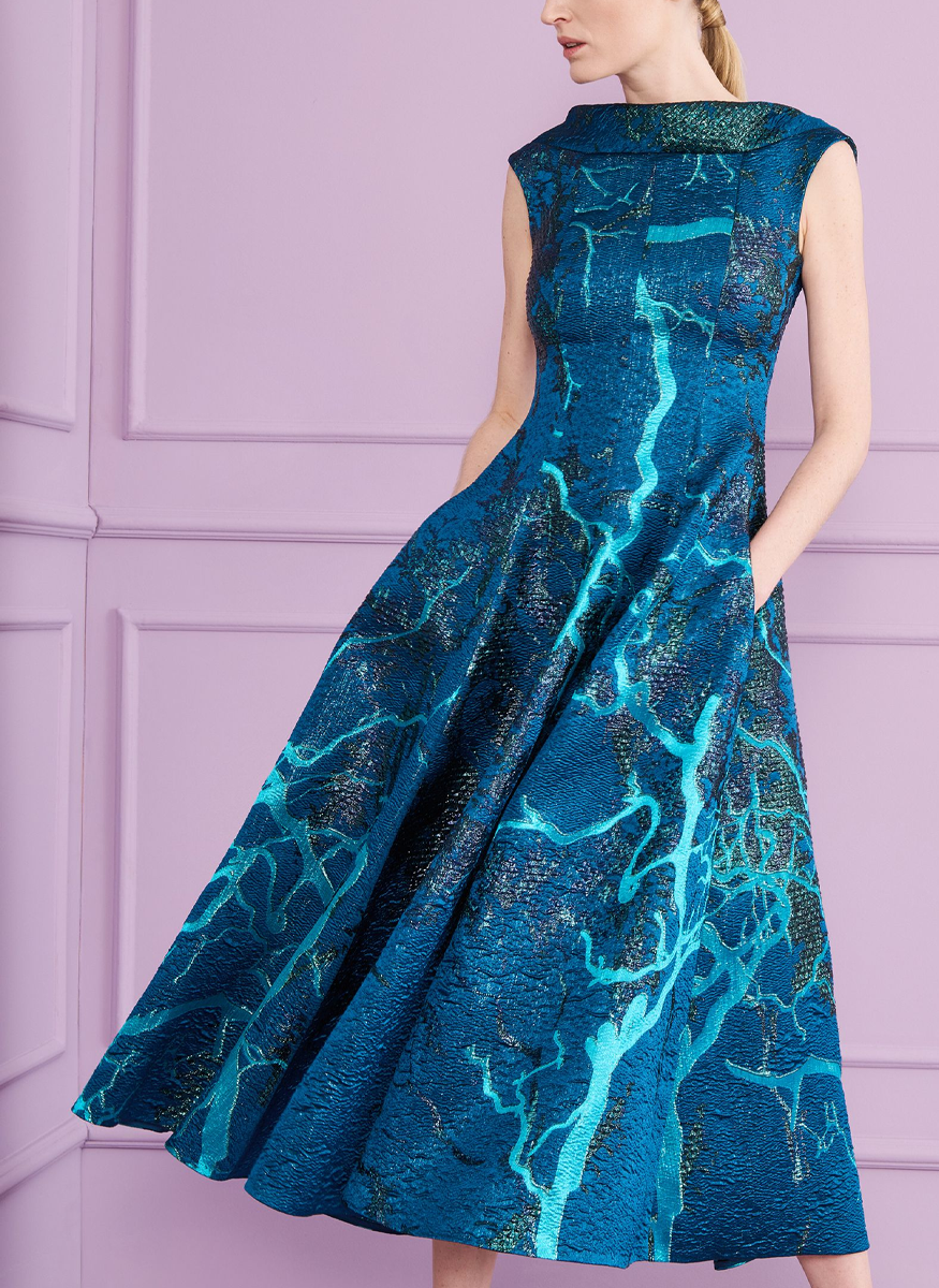 Midi Cocktail Dress in Lightning Jacquard - Talbot Runhof