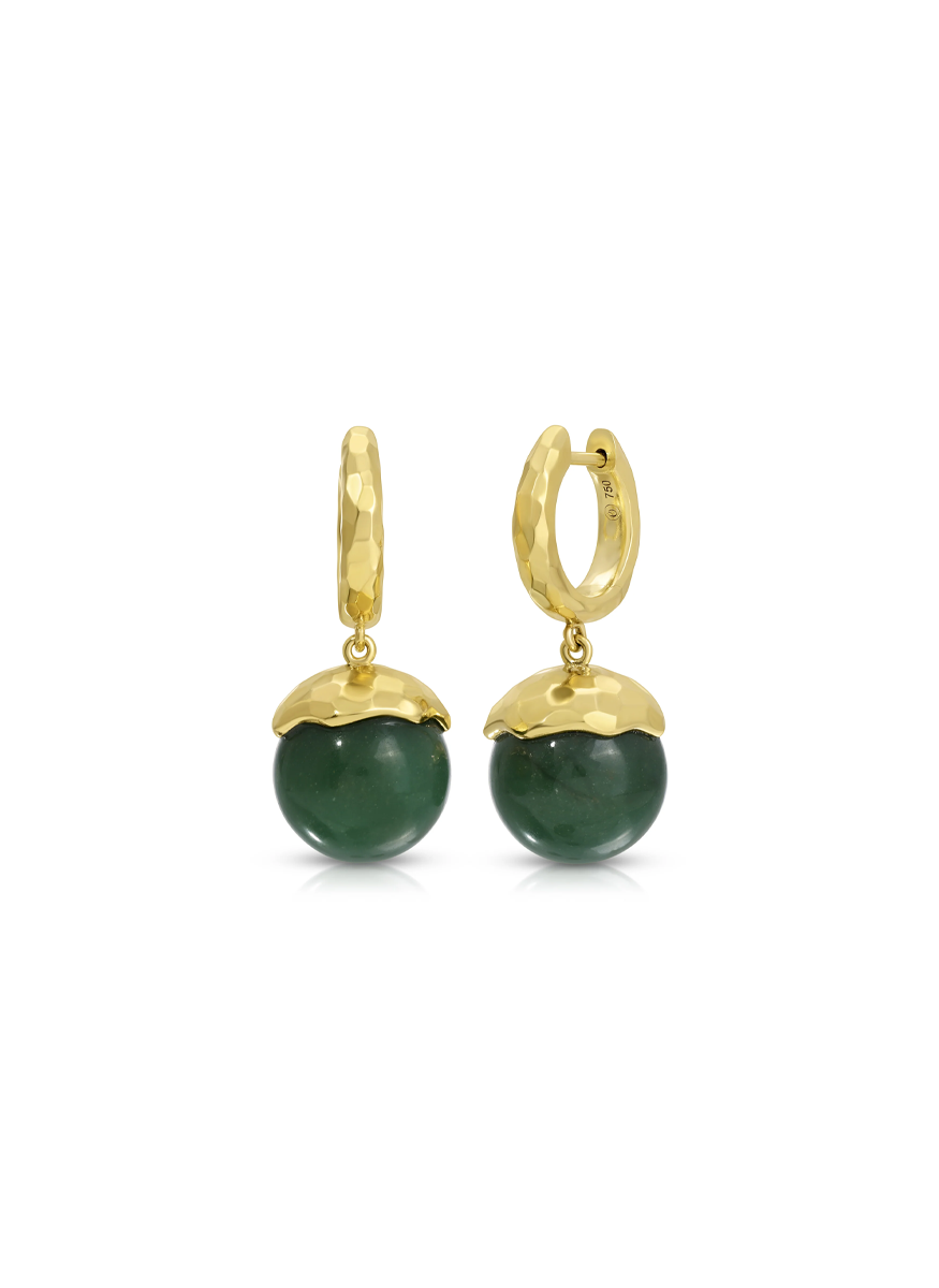 Orb Earrings, African Jade