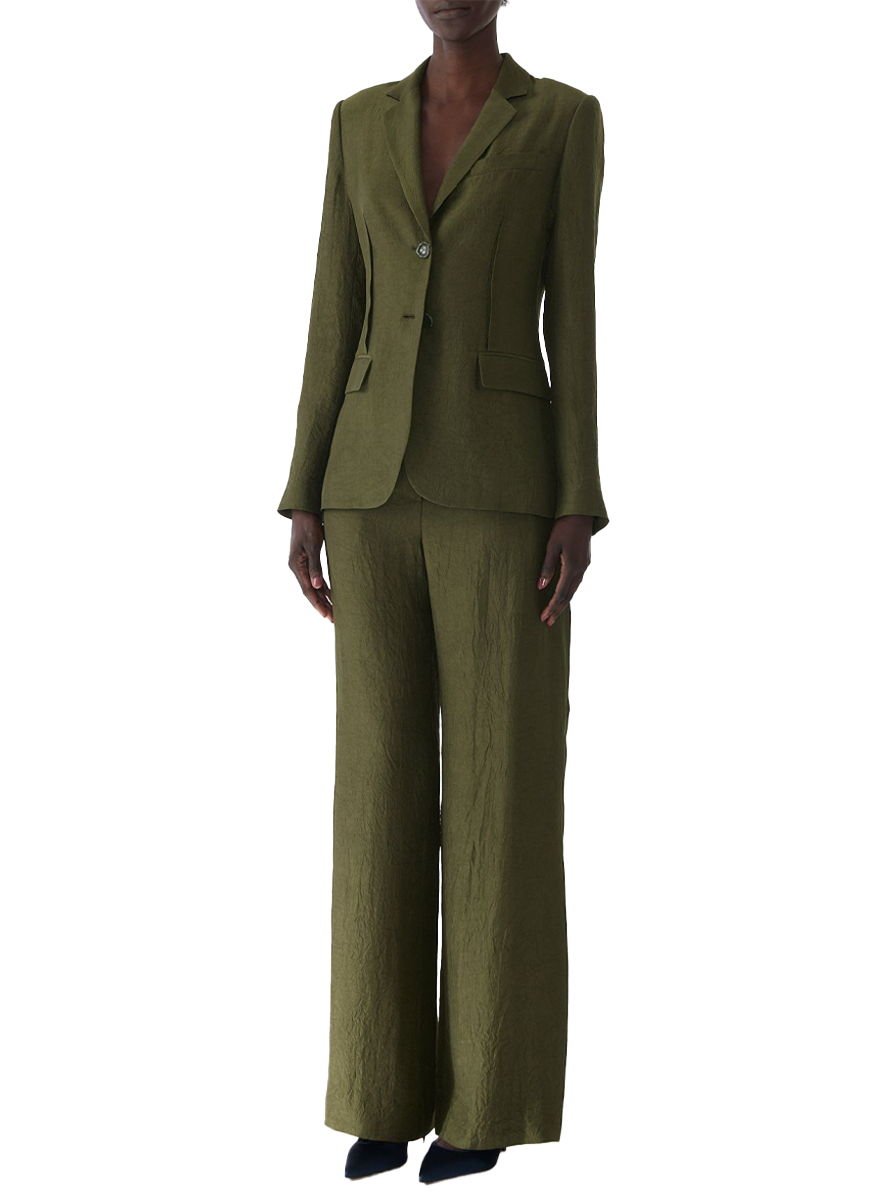 Crinkled Satin Straight-Leg Trouser - Jason Wu Collection