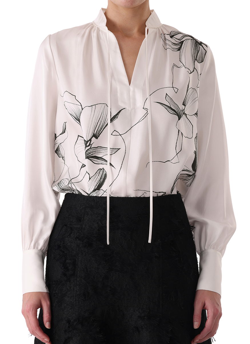 Shadow Floral Silk Twill Top - Jason Wu Collection
