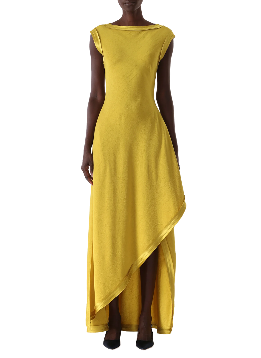 Washed Twill Asymmetrical Gown