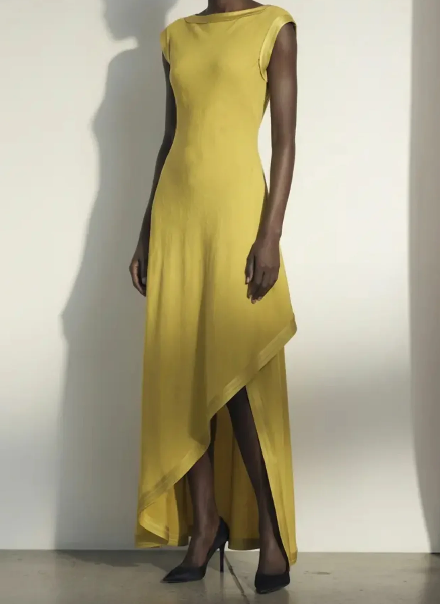 Washed Twill Asymmetrical Gown