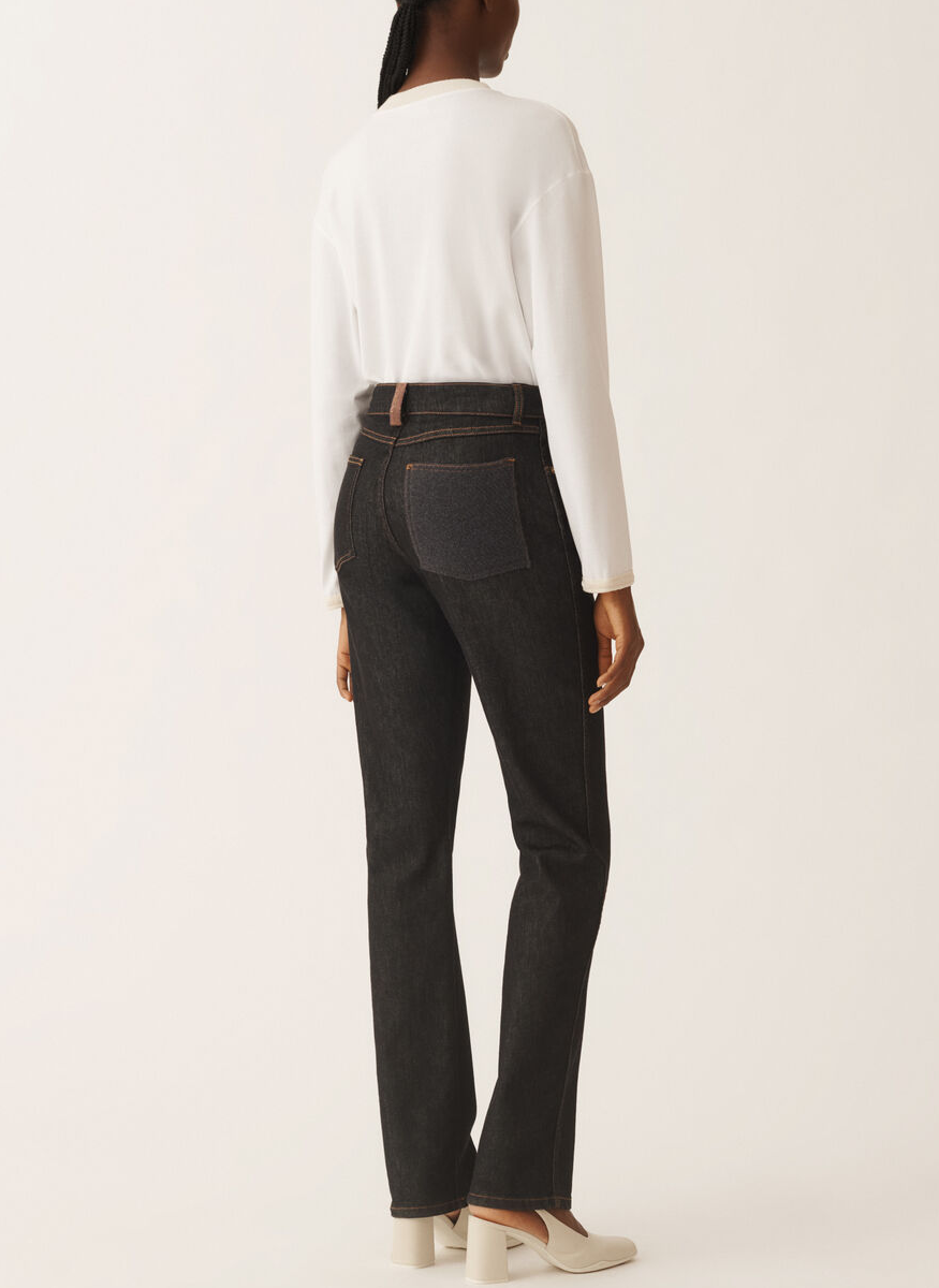 Bootcut 5 Pocket Jeans with Platinum Knit Pockets - Fabiana Filippi