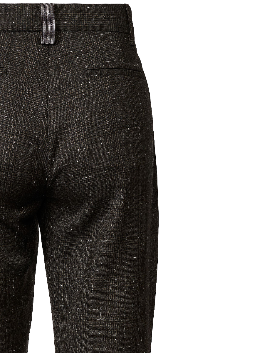 Slubbed Prince of Wales Bootcut Pants - Fabiana Filippi