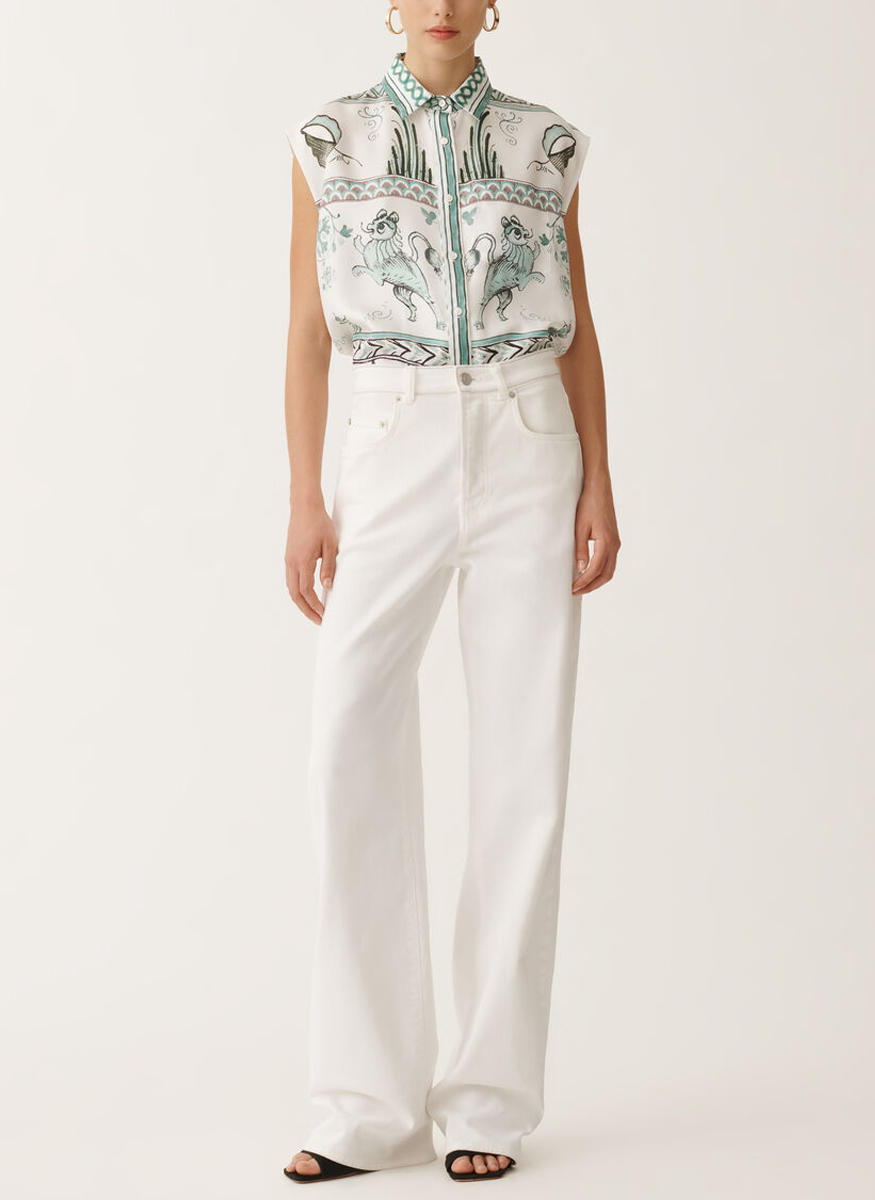 5-pocket denim trousers in Optical White - Fabiana Filippi