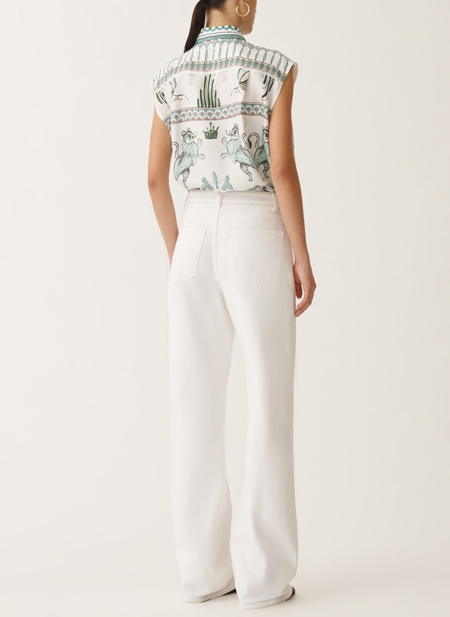 5-pocket denim trousers in Optical White - Fabiana Filippi