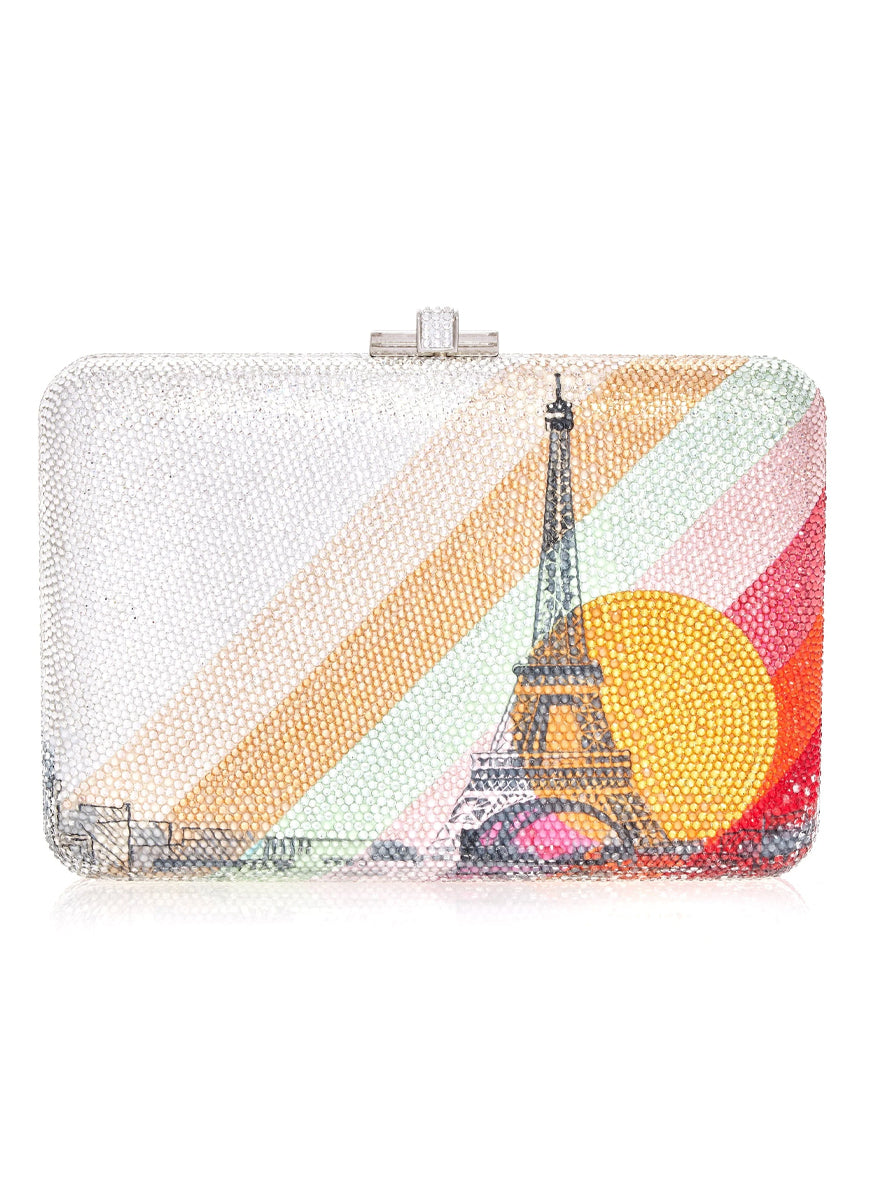 Slim Slide Crystal Clutch in Paris Golden Hour with Chain