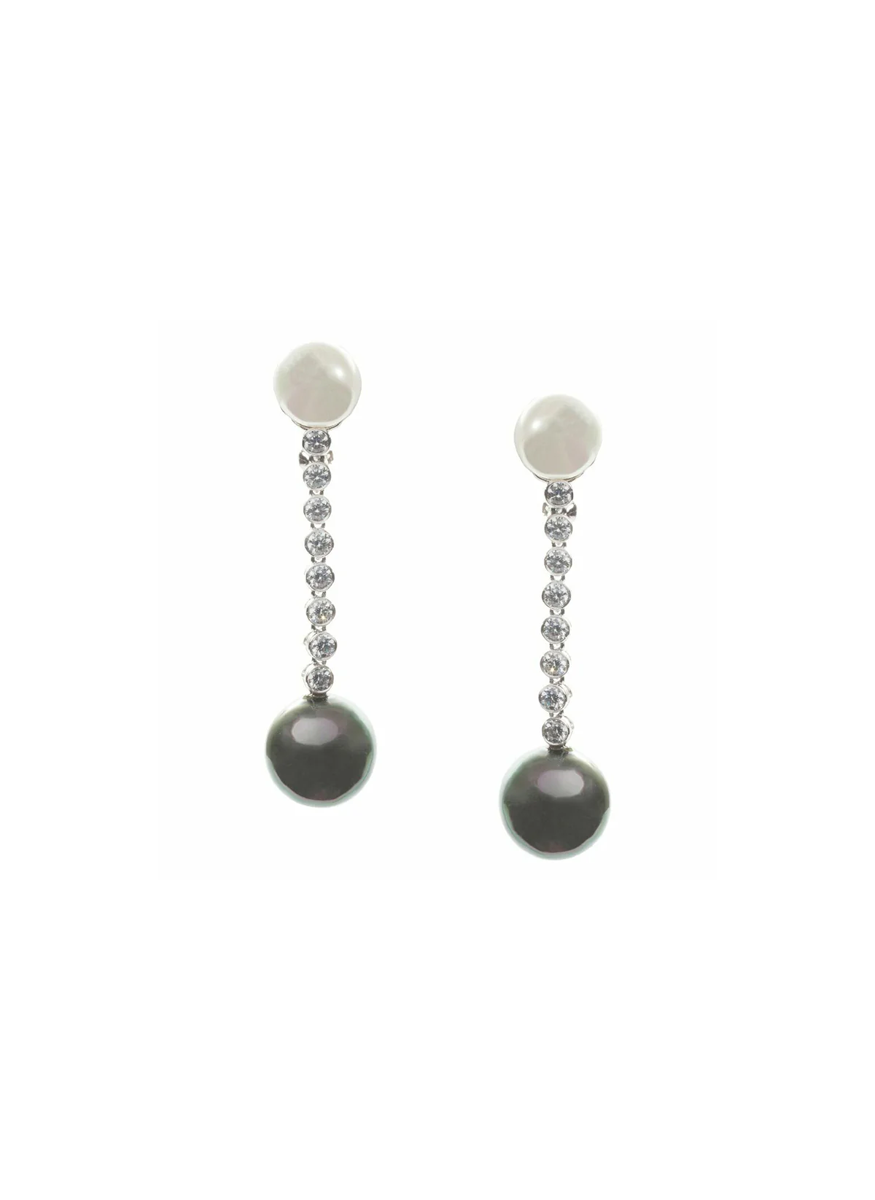 Black and White Pearl Drop Earrings