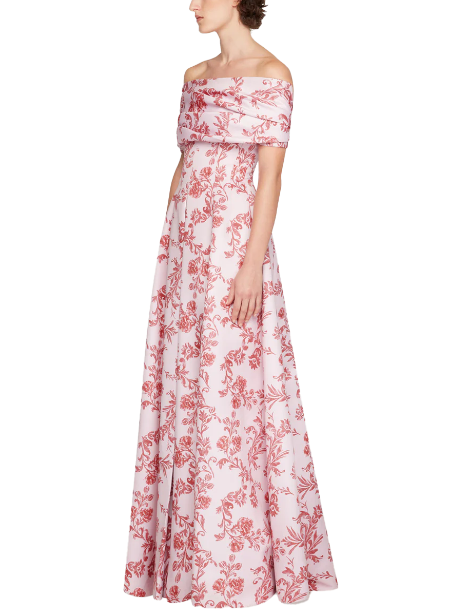 Auclair Dress in Pink Floral Damask Taffeta Faille - Emilia Wickstead