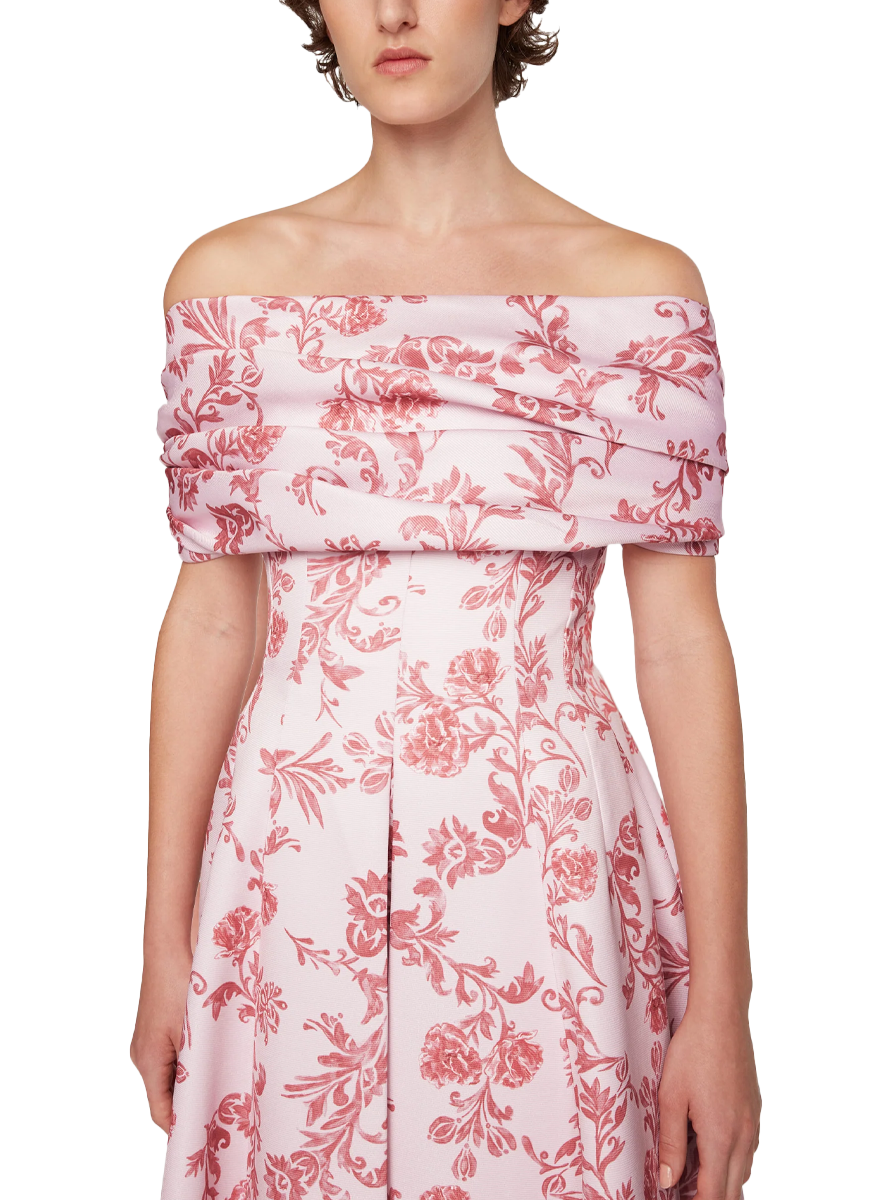 Auclair Dress in Pink Floral Damask Taffeta Faille - Emilia Wickstead