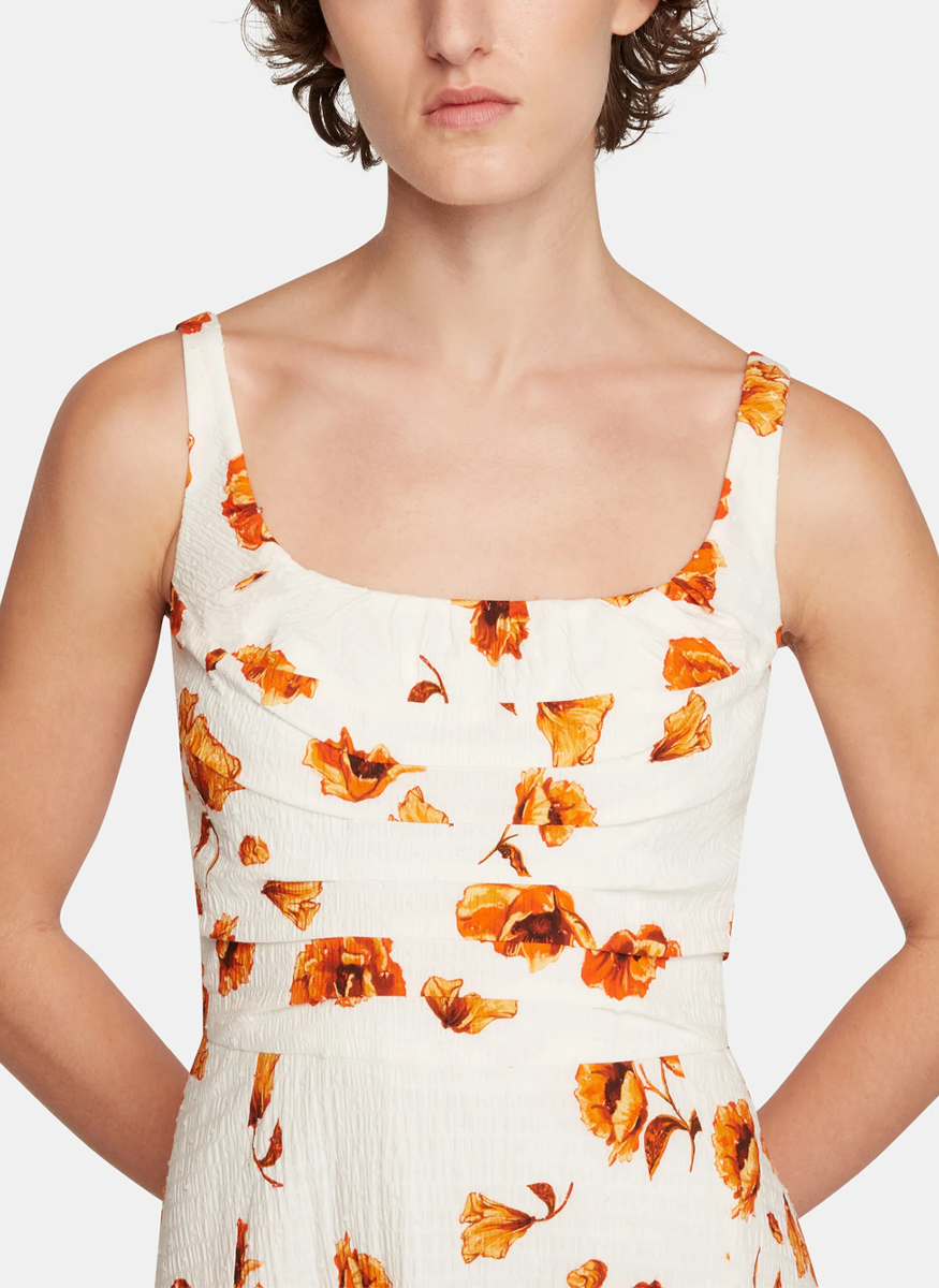 Verena Dress in Orange Poppies Bibione Cotton - Emilia Wickstead