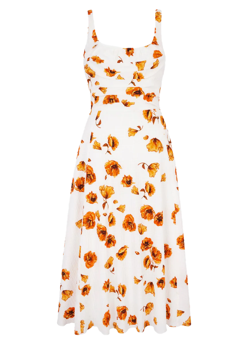 Verena Dress in Orange Poppies Bibione Cotton