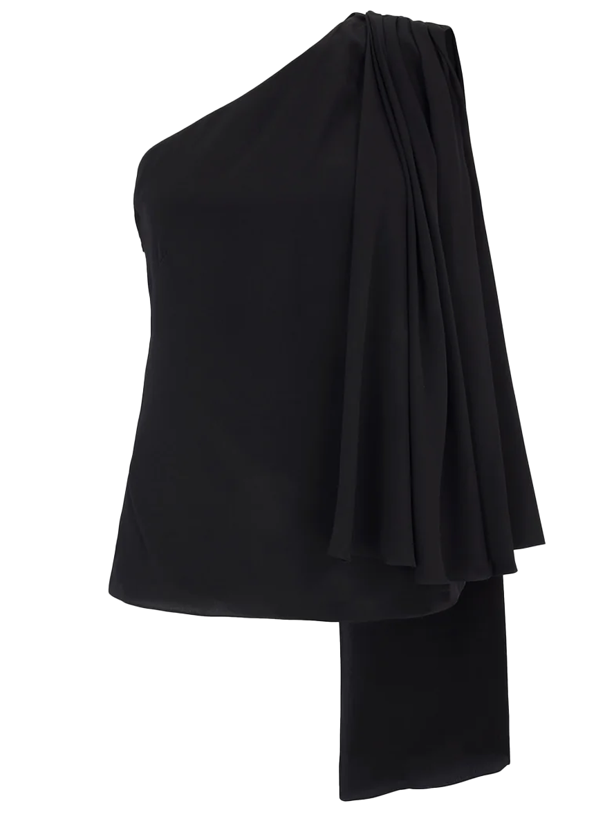 Rosie Top in Black Silk Crepe De Chine