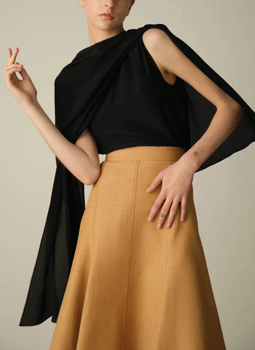 Rosie Top in Black Silk Crepe De Chine