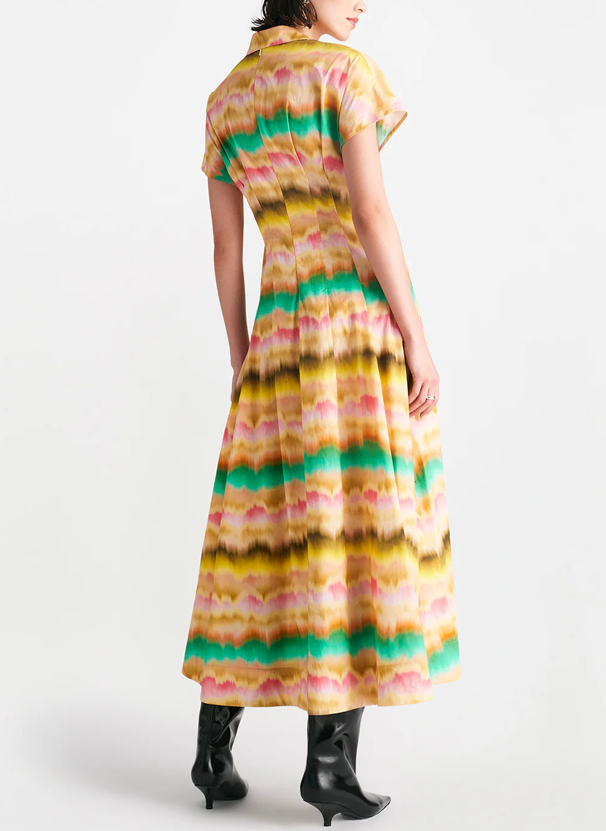 Sunset Cotton Seam Detail Short Sleeve Dress - Lela Rose