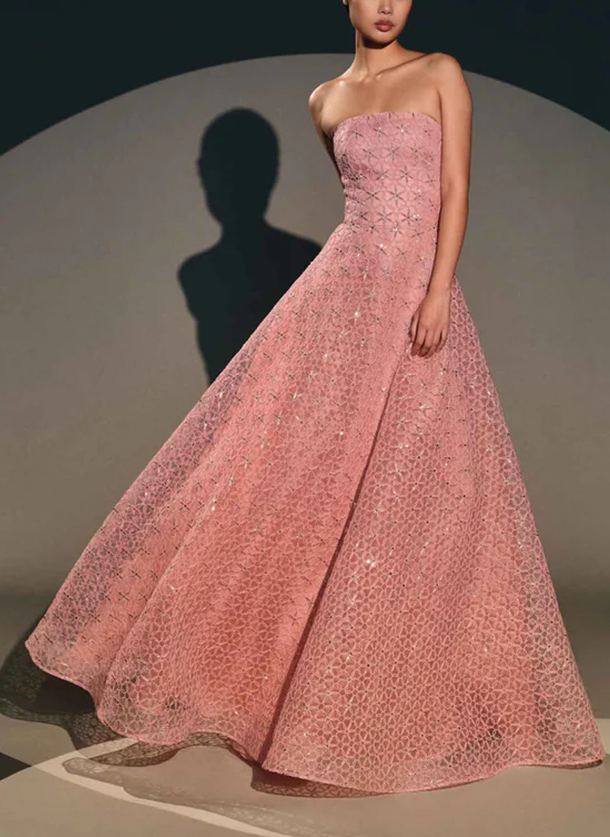 cording dress Expressions of contemporary craft, Signature cording, sculpted pleats, and fluid silks come together in silhouettes designed for effortless impact. At Vaishali S, we honour textile traditions while this gown from Naeem Khan features allover floral cording embroidery that shimmers with delicate sequins Strapless neckline Sleeveless A Floral Cording Strapless Gown