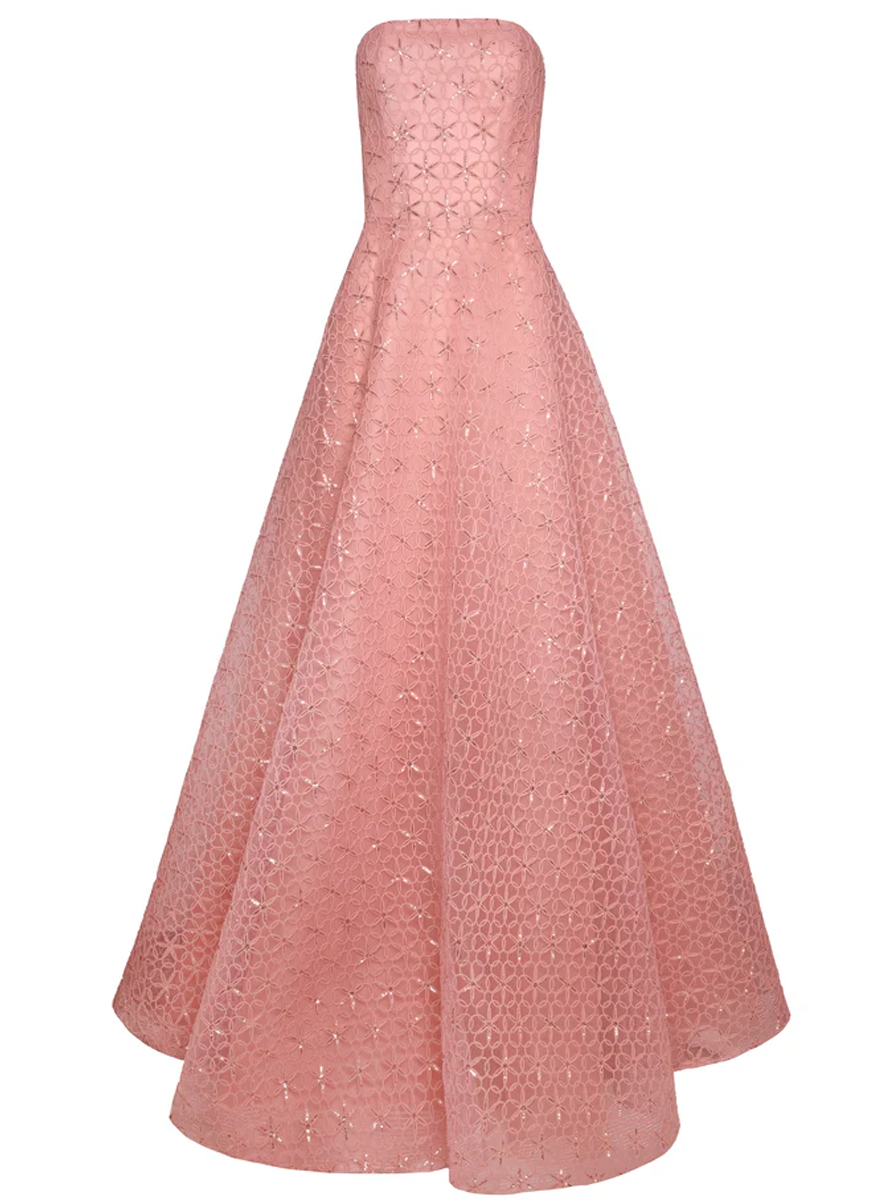 Floral Cording Strapless Gown - Naeem Khan