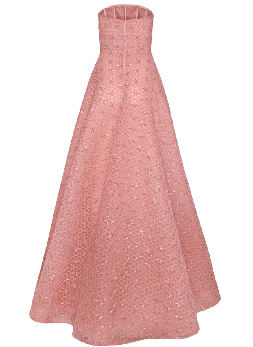 Floral Cording Strapless Gown - Naeem Khan