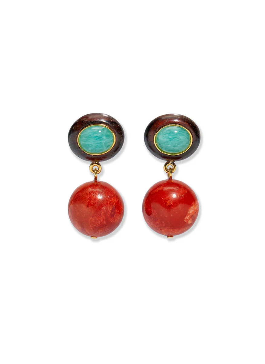 Laurel Earrings in Coral - Lizzie Fortunato