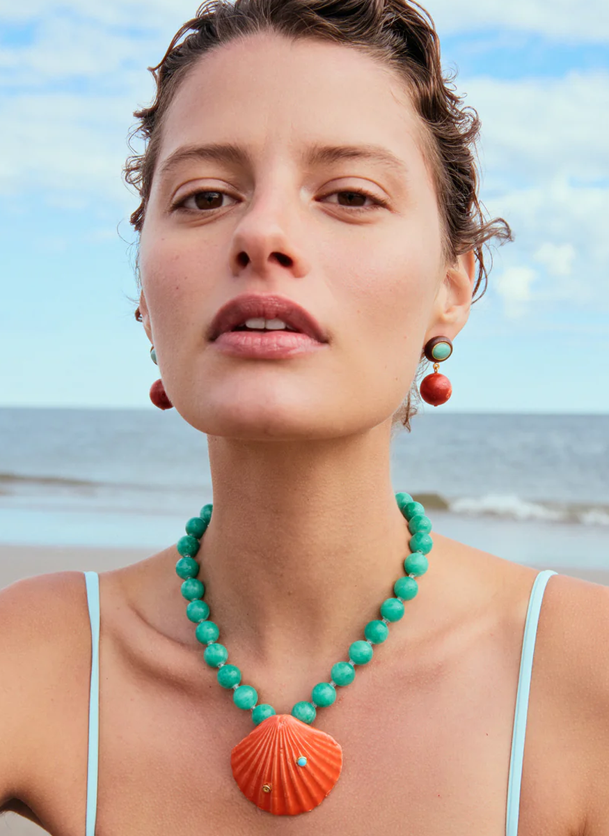 Laurel Earrings in Coral - Lizzie Fortunato
