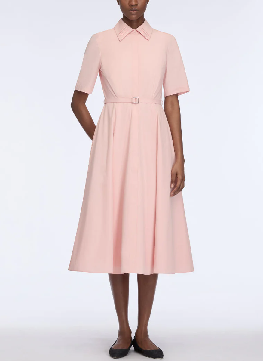 Rubie Cotton Poplin Dress in Light Pink - Emilia Wickstead