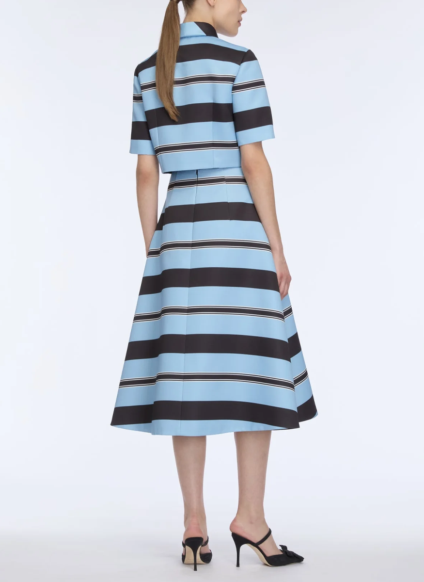 Natalie Top in Blue & Black Striped Taffeta Faille - Emilia Wickstead