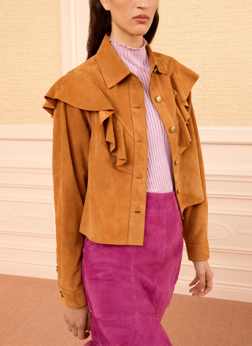 Matilde Ruffle Suede Jacket - Ulla Johnson
