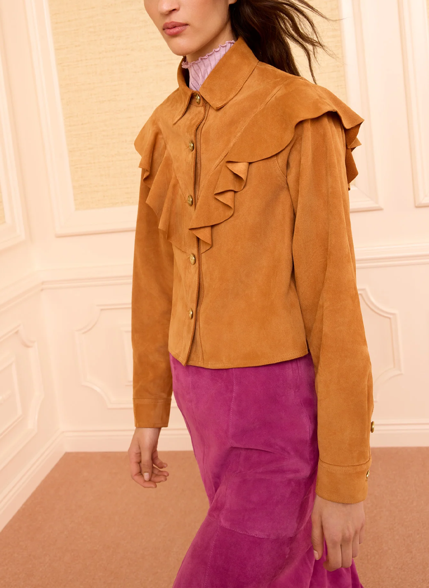 Matilde Ruffle Suede Jacket - Ulla Johnson