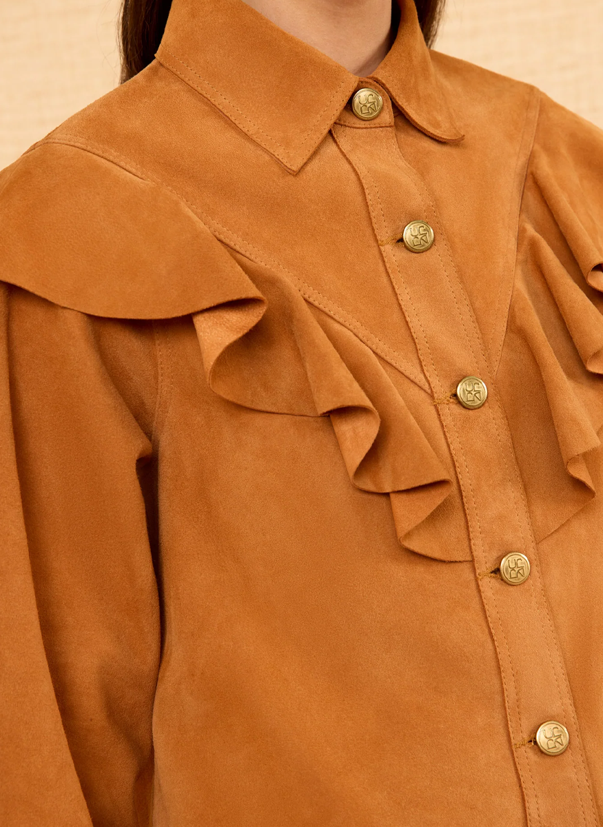 Matilde Ruffle Suede Jacket - Ulla Johnson