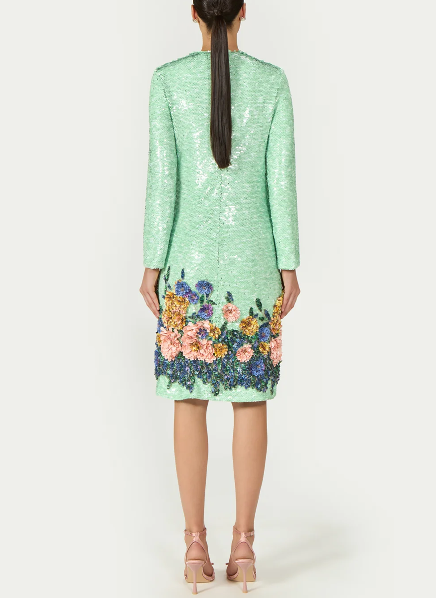 Arla Sequin Floral Midi Dress - Costarellos