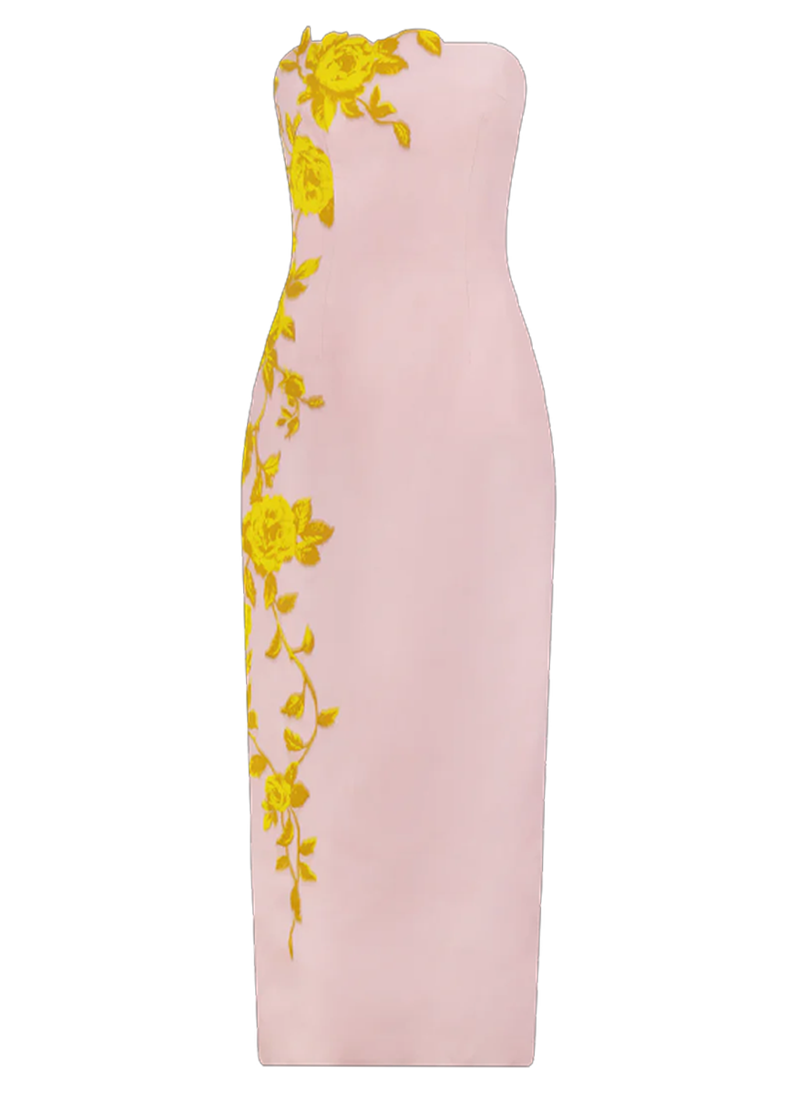 Rose Fil Coupe Strapless Cocktail Dress