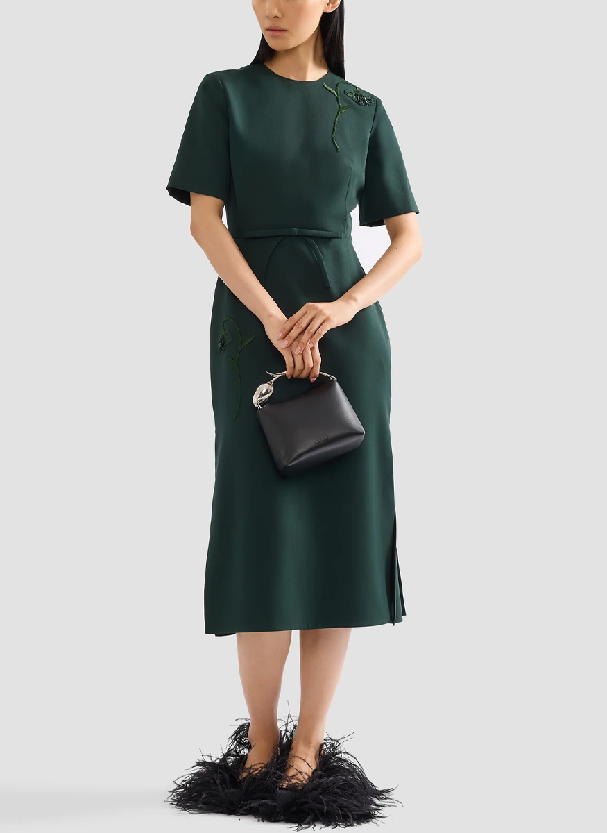 tailored midi dress Yellow Crepe self-portrait-US 120cm This style falls to the mid calf SKU PRE-ORDER: ELIZA TAILORED MIDI DRESS