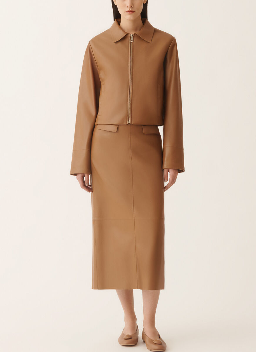 Boxy Jacket in Lissé Nappa