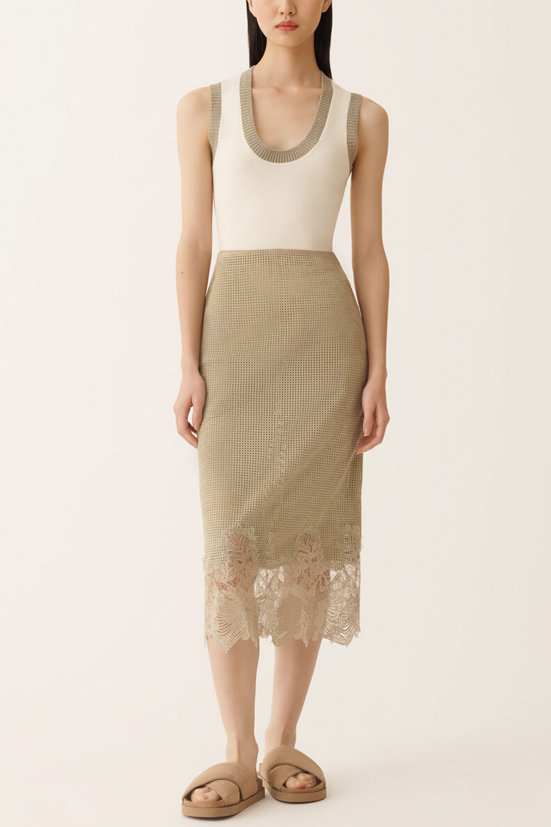Openweave Suede Pencil Skirt - Fabiana Filippi