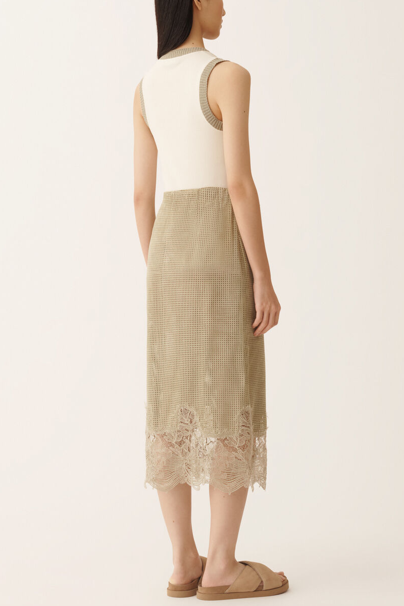 Openweave Suede Pencil Skirt - Fabiana Filippi