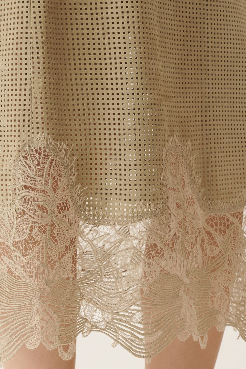 Openweave Suede Pencil Skirt - Fabiana Filippi