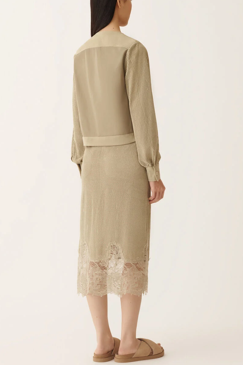 Suede Boxy Jacket with Taffeta Back - Fabiana Filippi
