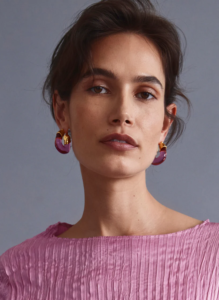 Organic Hoops in Flamingo - Lizzie Fortunato