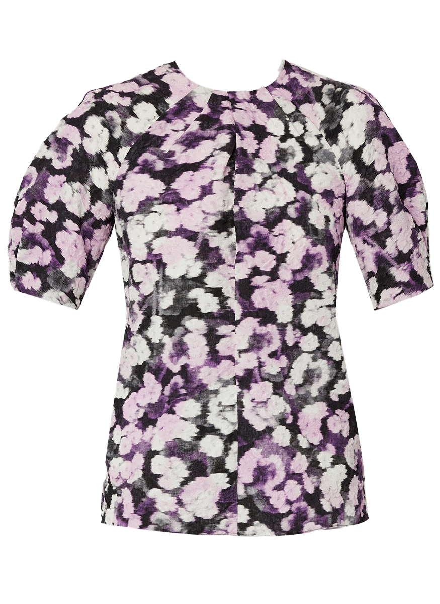 Short Sleeve Matelassse Floral Top