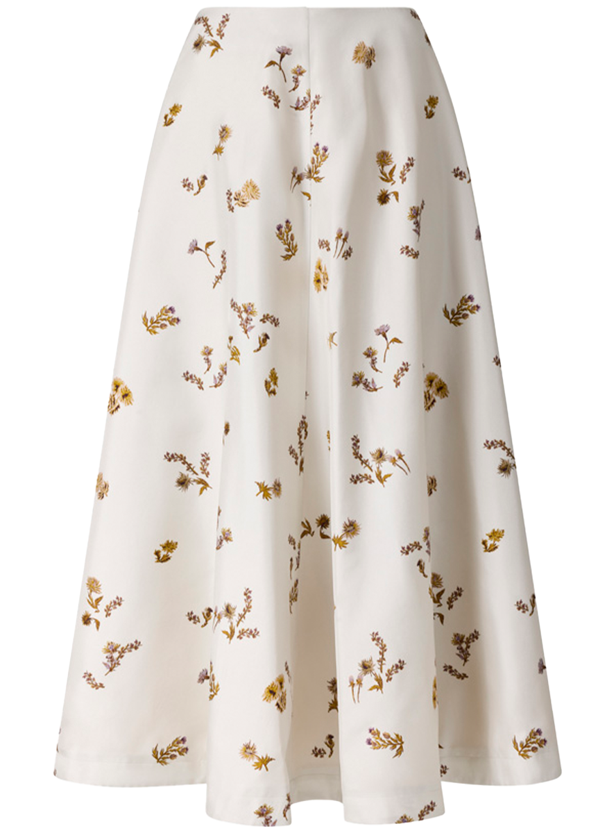 Varda Skirt in Silk Macadamia Shibori Flower Print