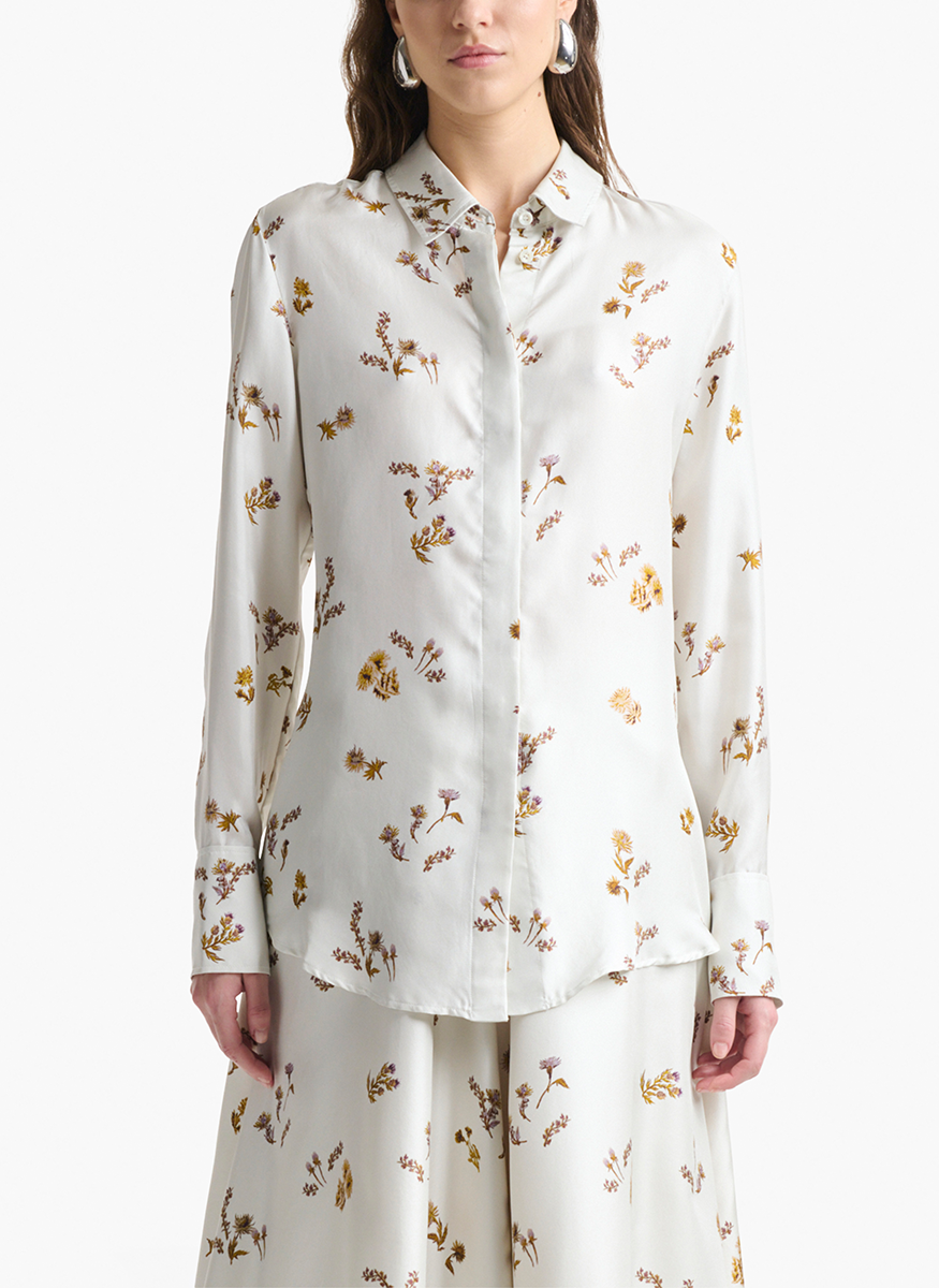 Chika Shirt in Macadamia Shibori Flower Print - Altuzarra