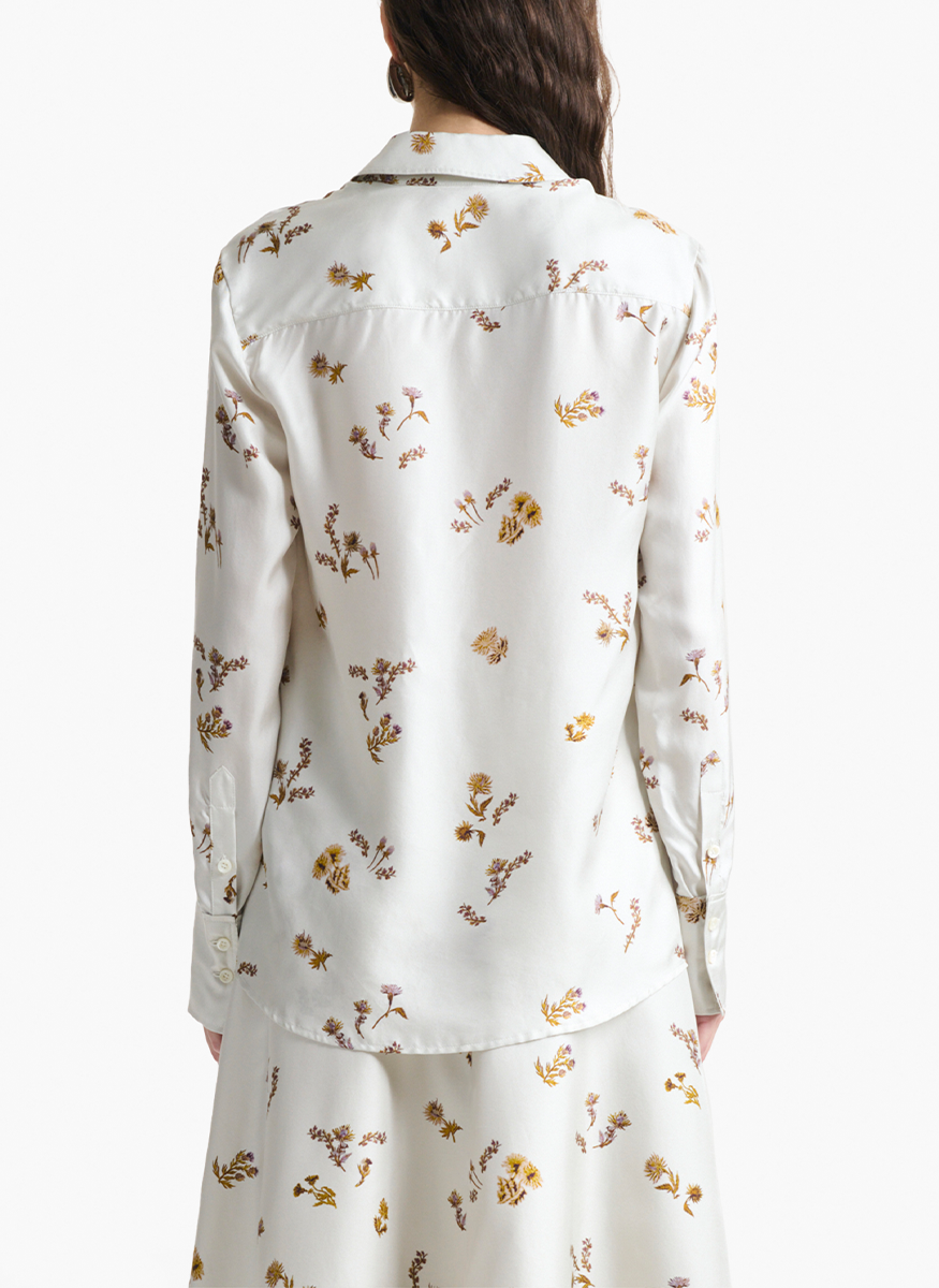 Chika Shirt in Macadamia Shibori Flower Print - Altuzarra