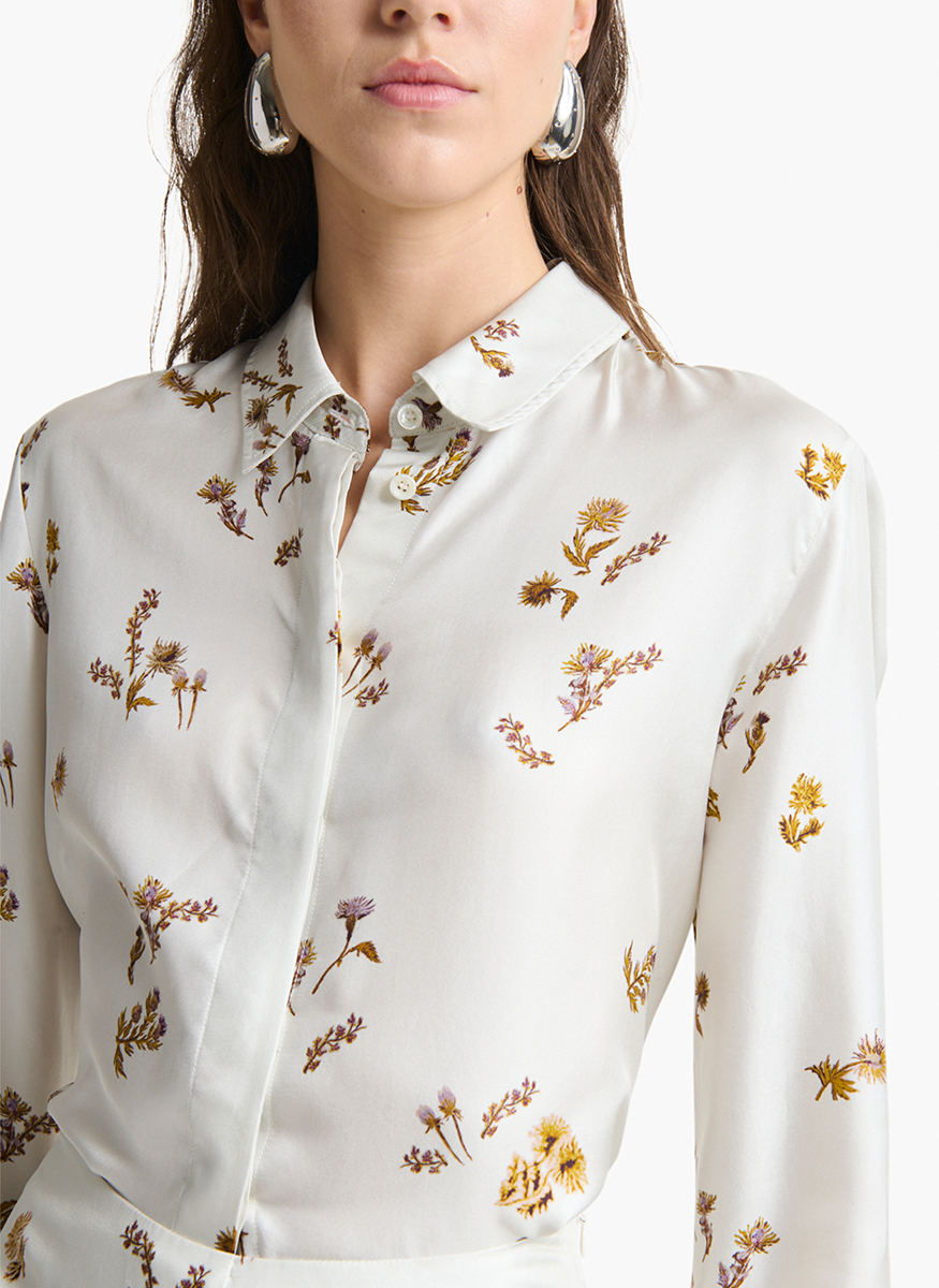 Chika Shirt in Macadamia Shibori Flower Print - Altuzarra