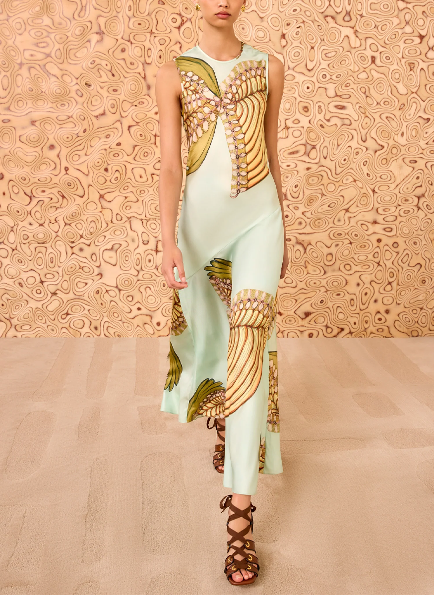 Gaea Midi Dress in Water Blossoms