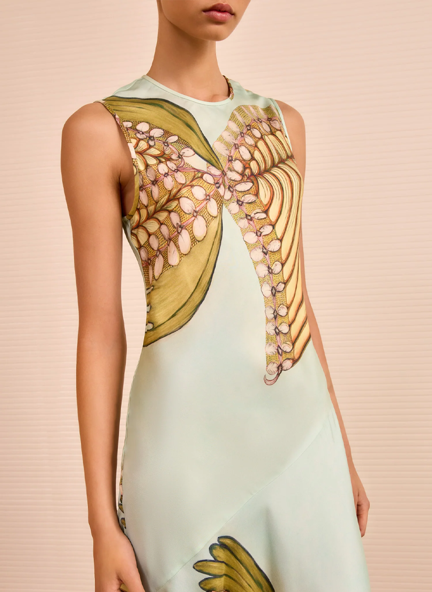 Gaea Midi Dress in Water Blossoms - Ulla Johnson